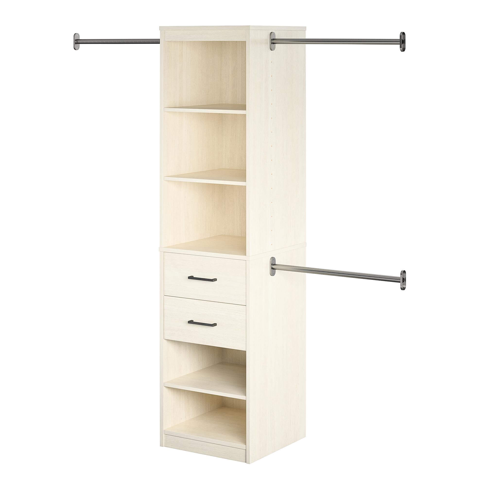 5-Shelf 2-Drawer Closet Organizer with Hanging Rods