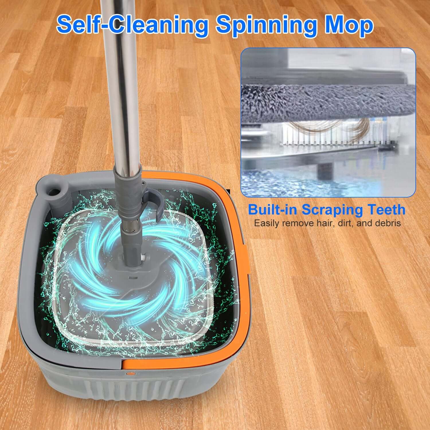 Spin Mop & Bucket System with Microfiber Pads