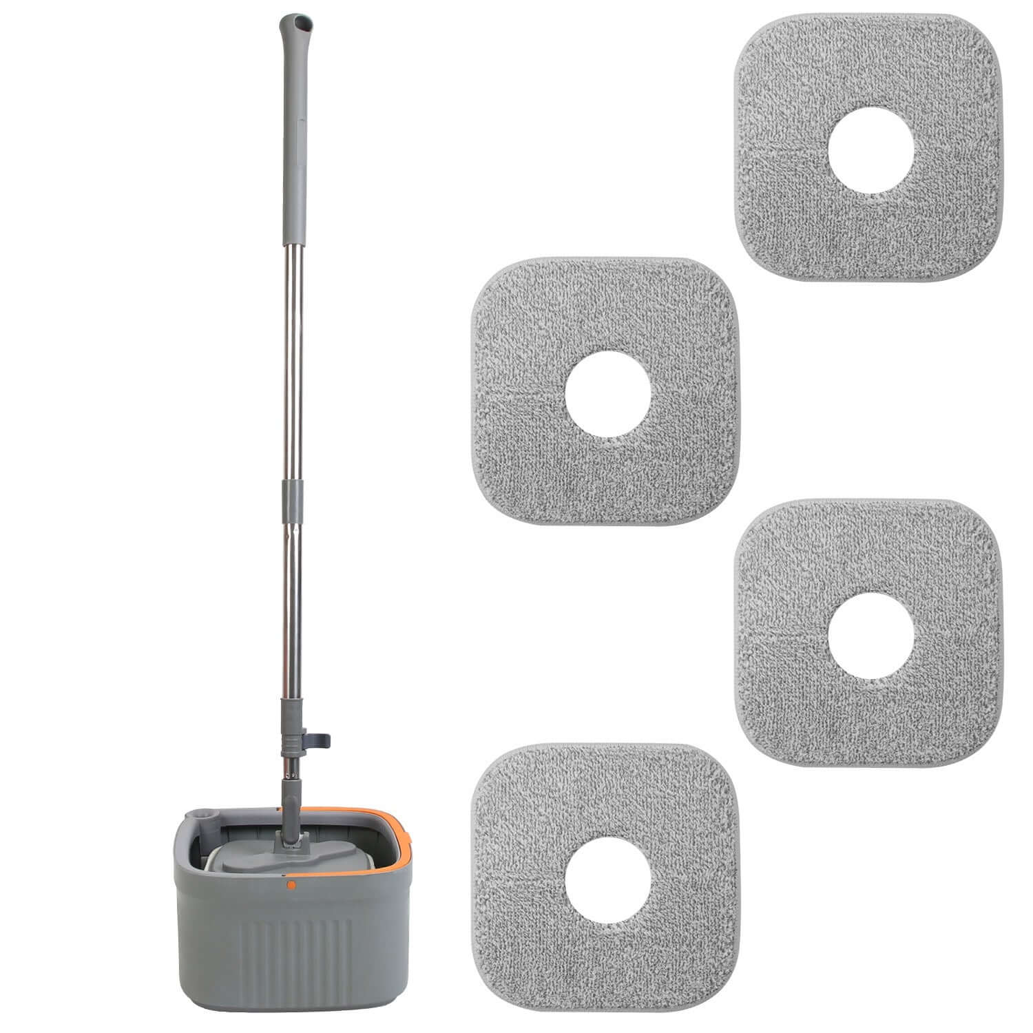 Spin Mop & Bucket System with Microfiber Pads