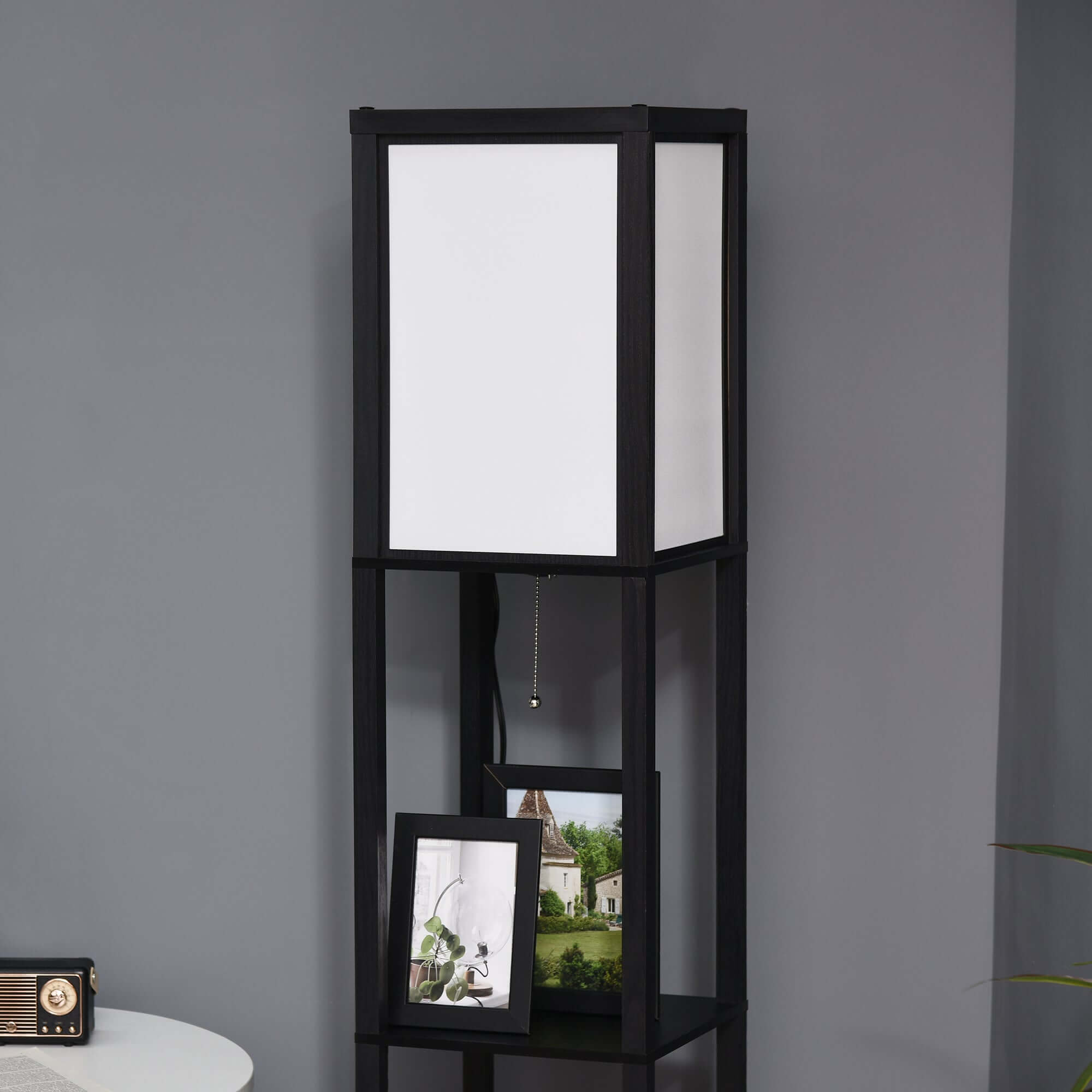 Modern Floor Lamp with Shelf & Dual Light