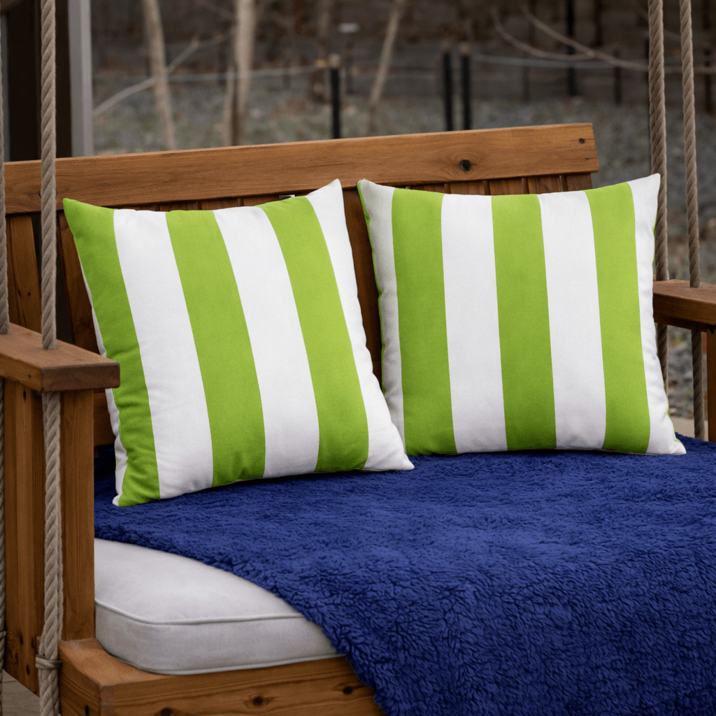 Waterproof Outdoor Throw Pillows – Green White (2-Pack)