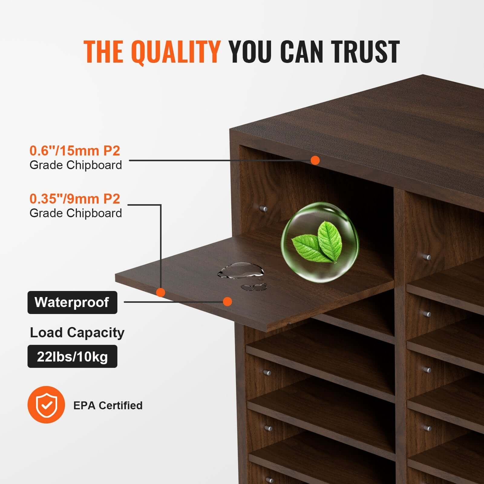 36-Compartment Wood Office Mailbox Organizer