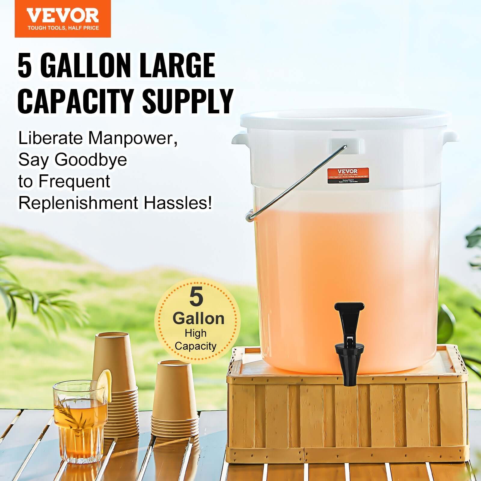 5-Gallon Beverage Drink Dispenser with Spigot