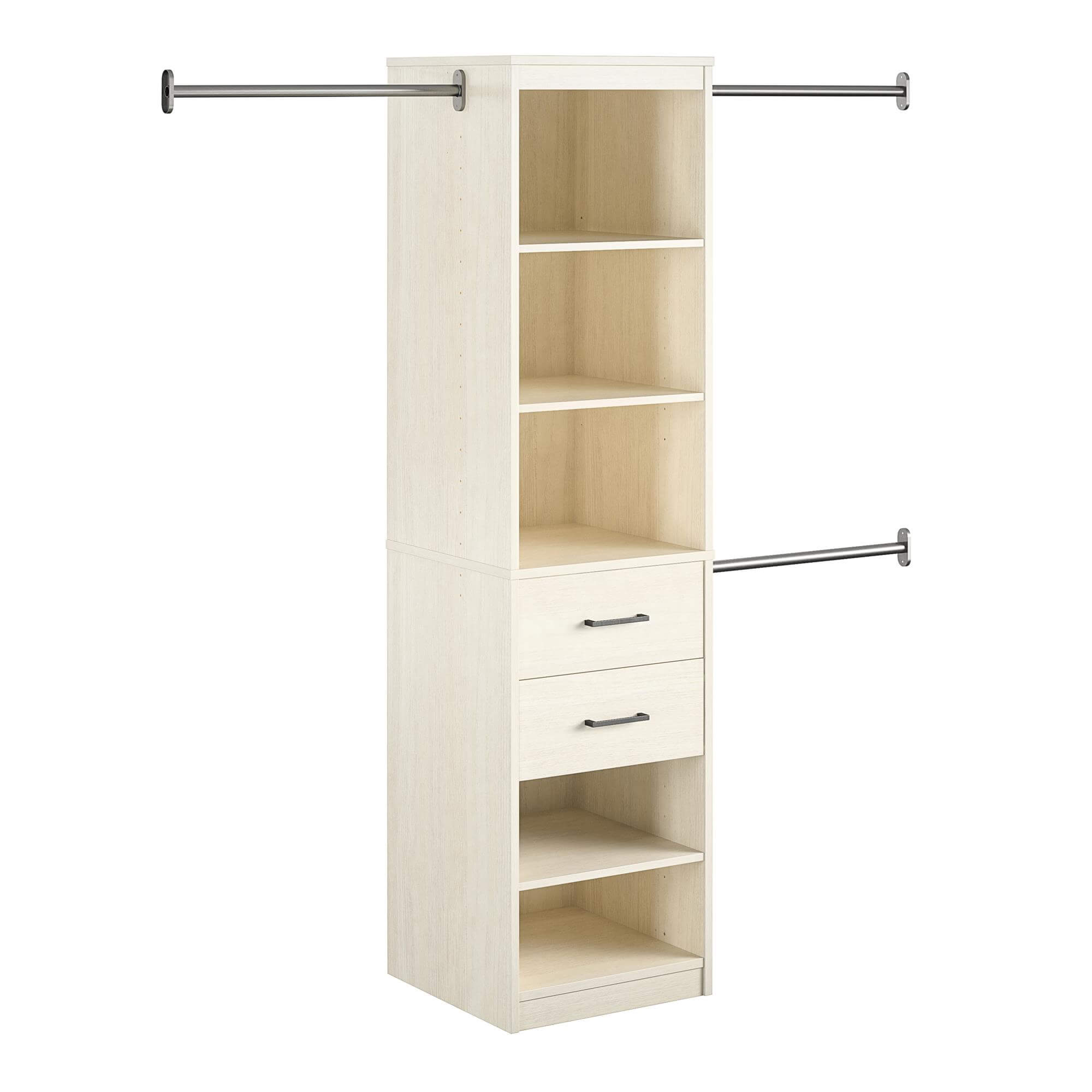 5-Shelf 2-Drawer Closet Organizer with Hanging Rods