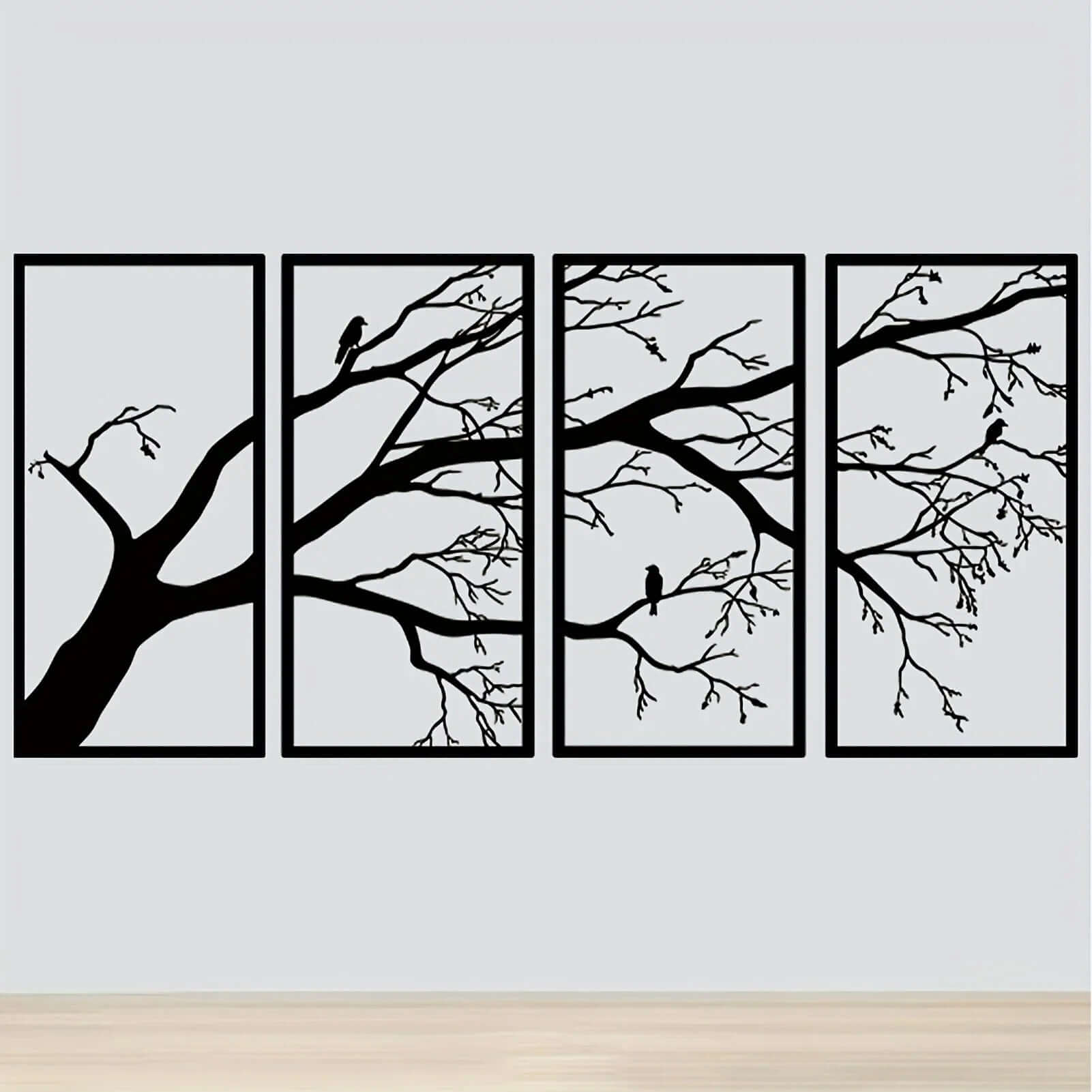 Black Tree of Life Metal Wall Art Set of 4
