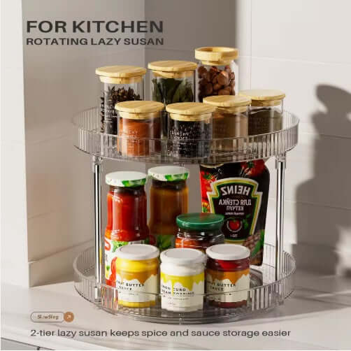 Double-Layer Turntable Spice Rack Organizer