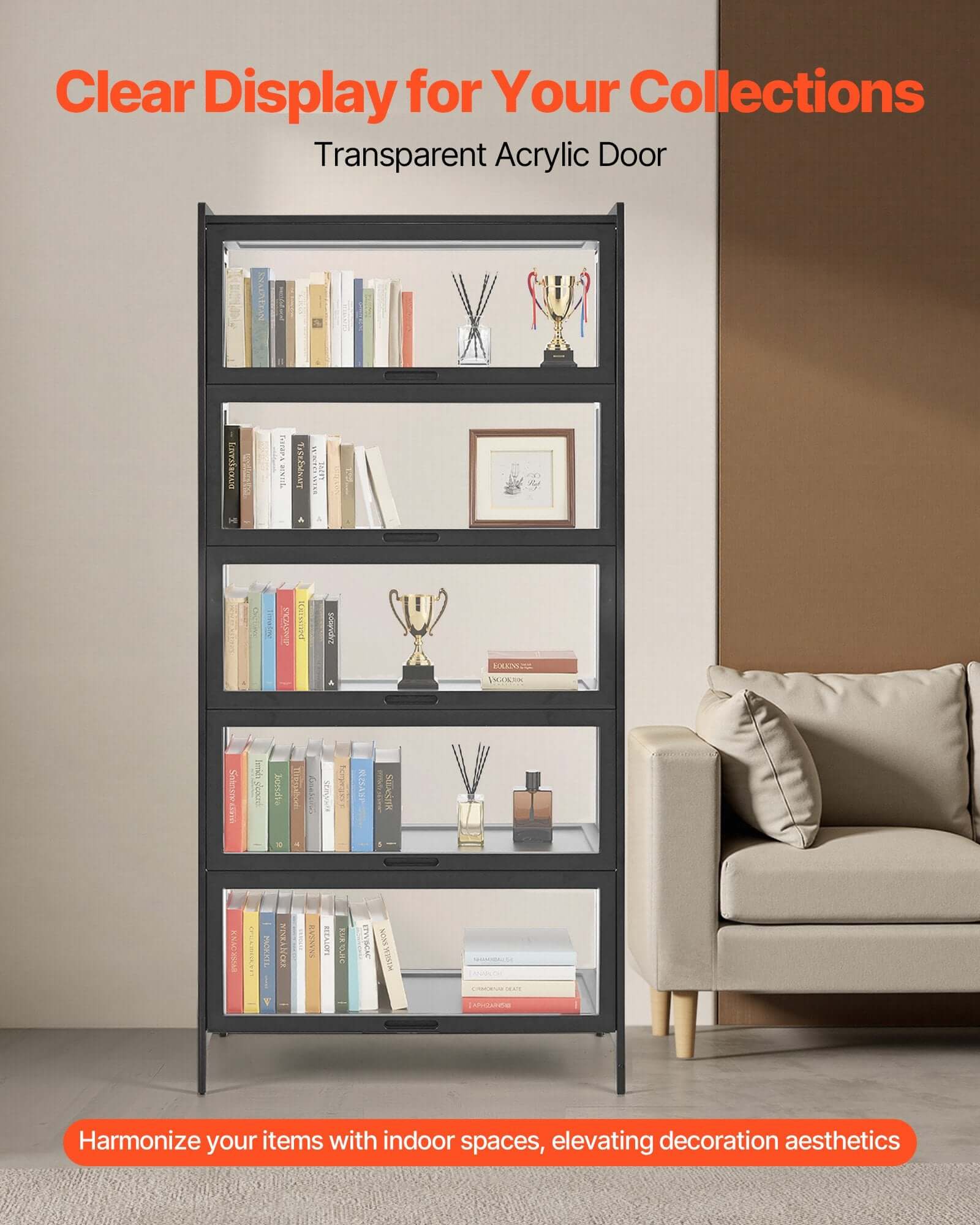 5-Tier Curio Display Cabinet with Acrylic Doors