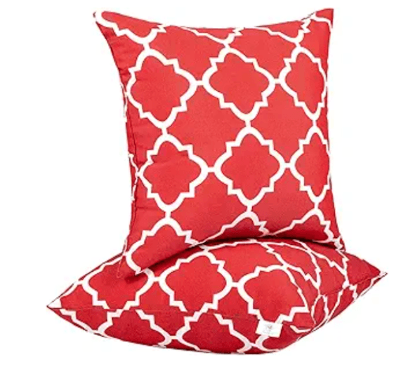 Waterproof Outdoor Throw Pillows – Plaid Red (2-Pack)