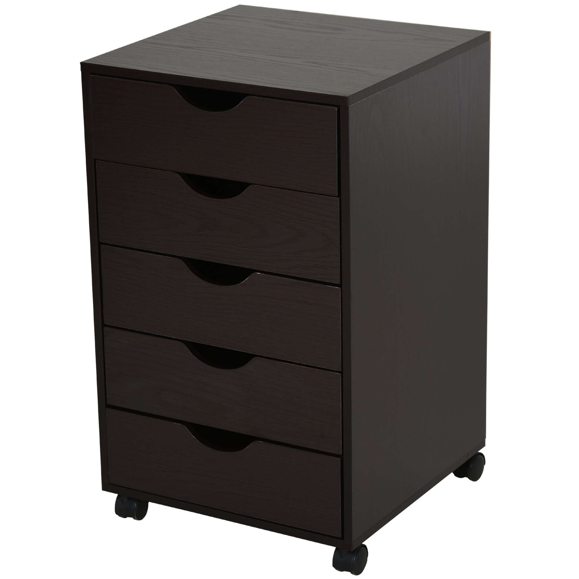 5-Drawer File Cabinet with Wheels – Brown