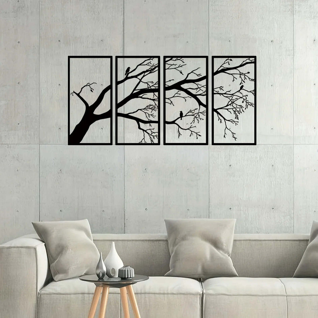 Black Tree of Life Metal Wall Art Set of 4