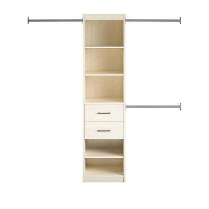 5-Shelf 2-Drawer Closet Organizer with Hanging Rods