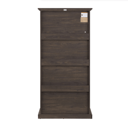 4-Tier Glass Display Cabinet with Flip Doors