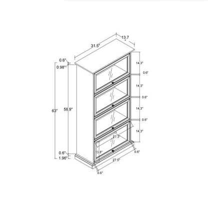 4-Tier Glass Display Cabinet with Flip Doors