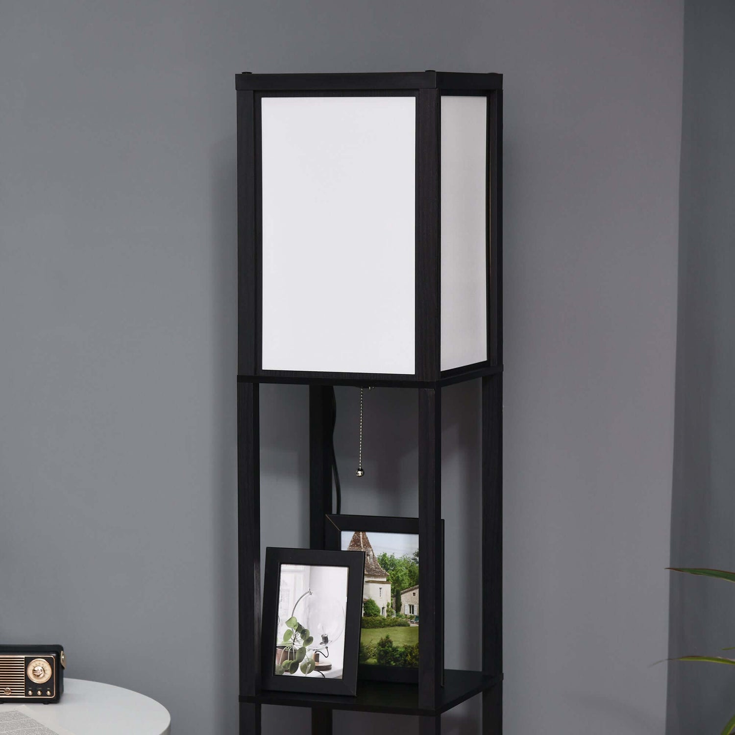 Modern Floor Lamp with Shelf &amp; Dual Light