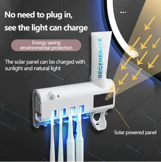 UV Sterilizer Toothbrush Holder &amp; Toothpaste Dispenser