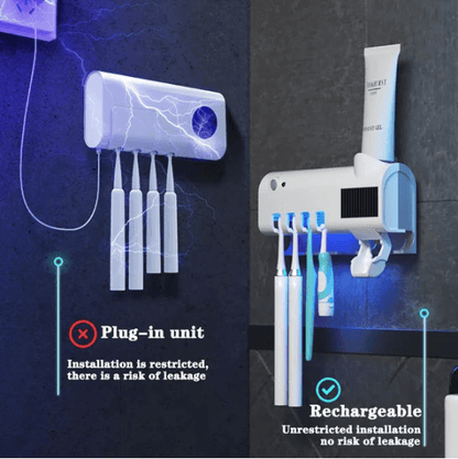 UV Sterilizer Toothbrush Holder &amp; Toothpaste Dispenser