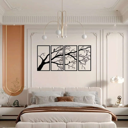 Black Tree of Life Metal Wall Art Set of 4