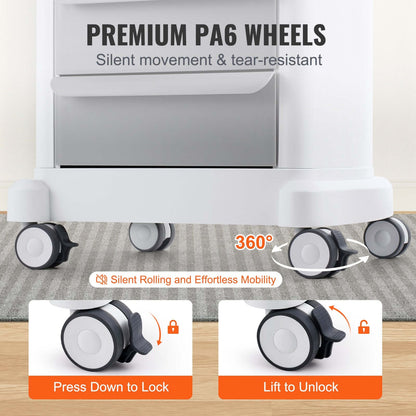 4-Tier Mobile Medical Cart with Drawers