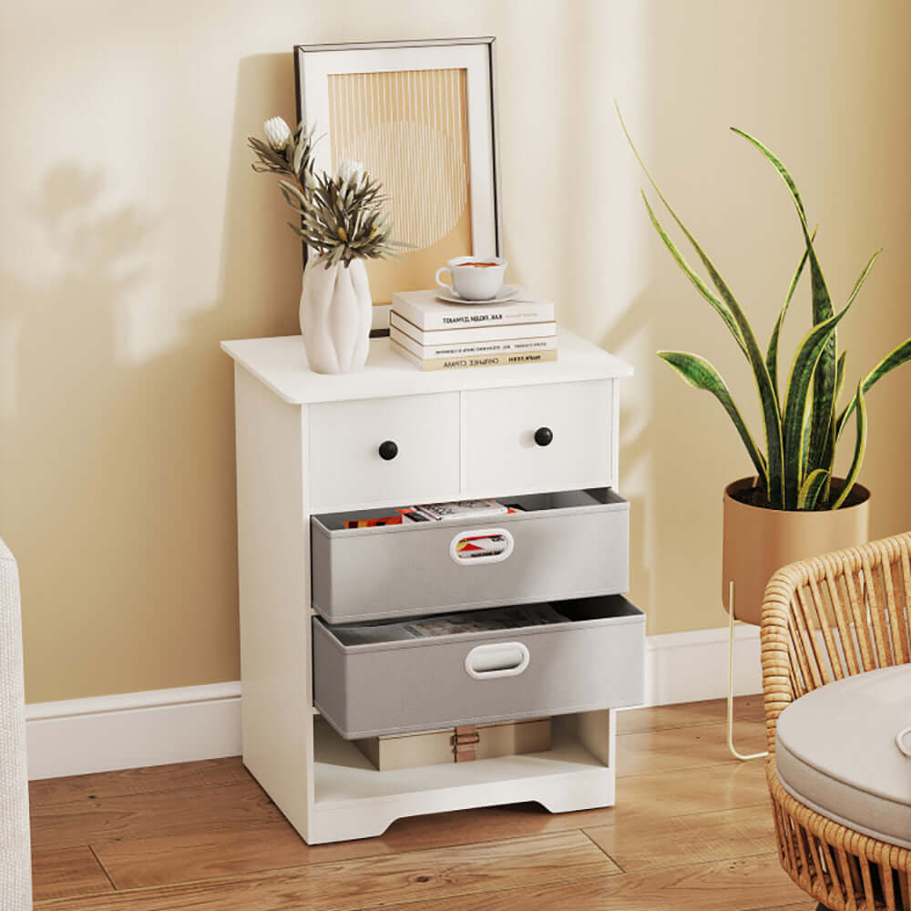 4-Drawer Dresser with Open Shelves