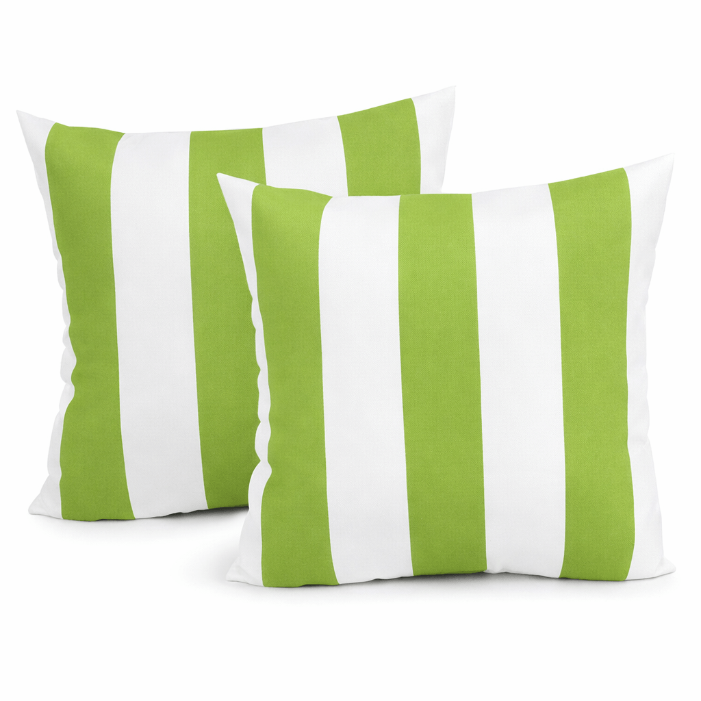 Waterproof Outdoor Throw Pillows – Green White (2-Pack)