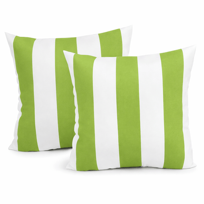 Waterproof Outdoor Throw Pillows – Green White (2-Pack)