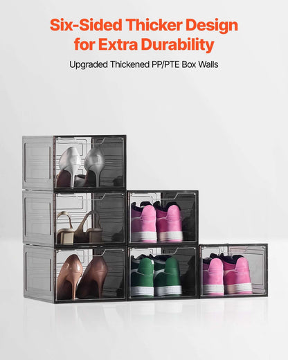 Clear Stackable Shoe Storage Boxes (6-Pack)
