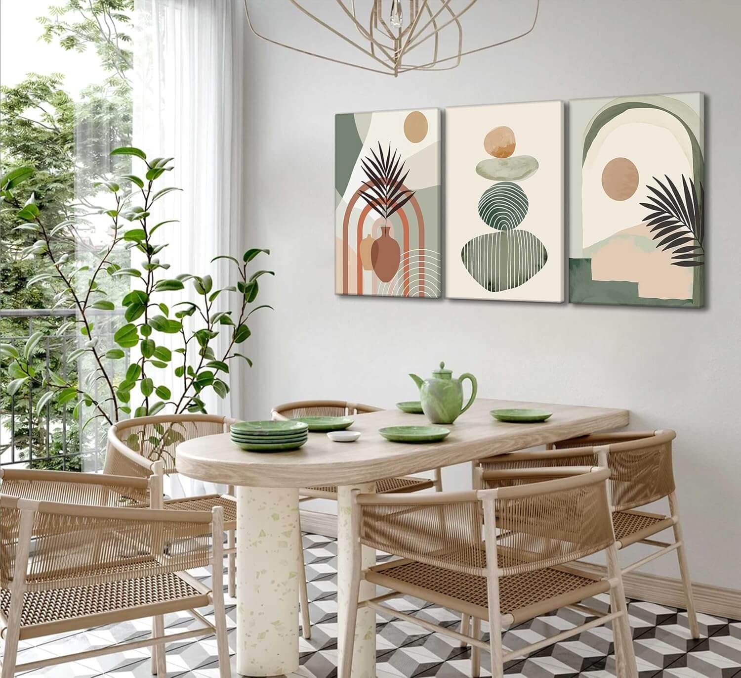 3-Piece Boho Canvas Wall Art Set