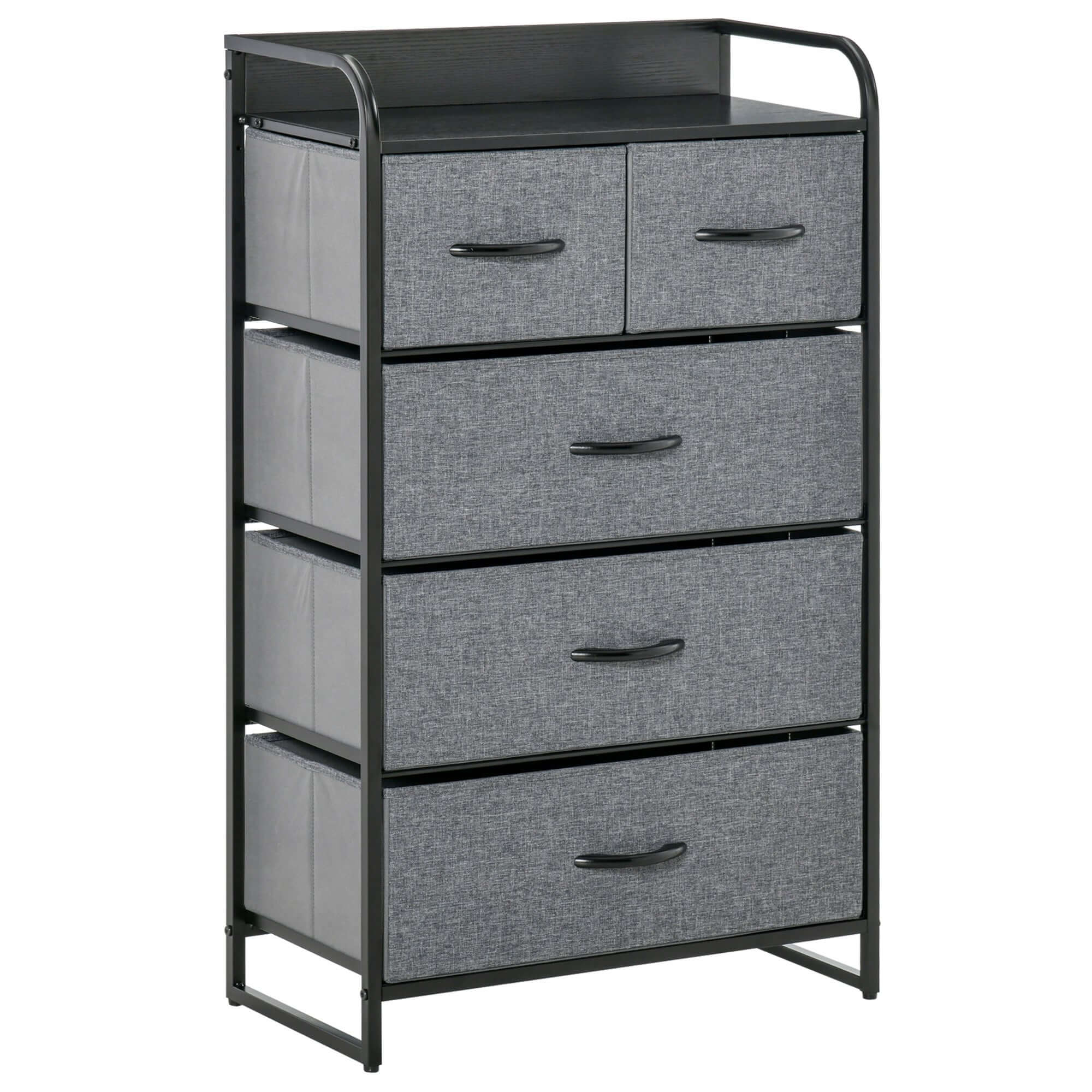 5-Drawer Steel Frame Dresser Tower – Gray