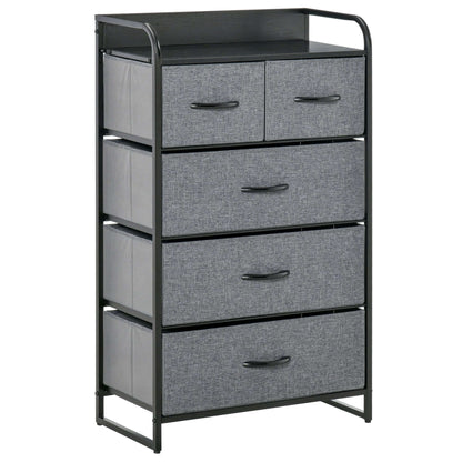 5-Drawer Steel Frame Dresser Tower – Gray