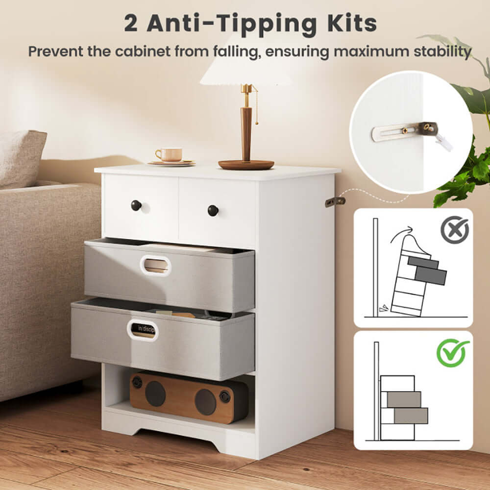 4-Drawer Dresser with Open Shelves