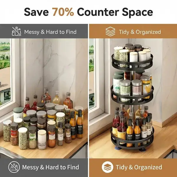 3-Tier 360° Metal Rotating Spice Rack