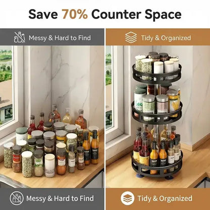 3-Tier 360° Metal Rotating Spice Rack