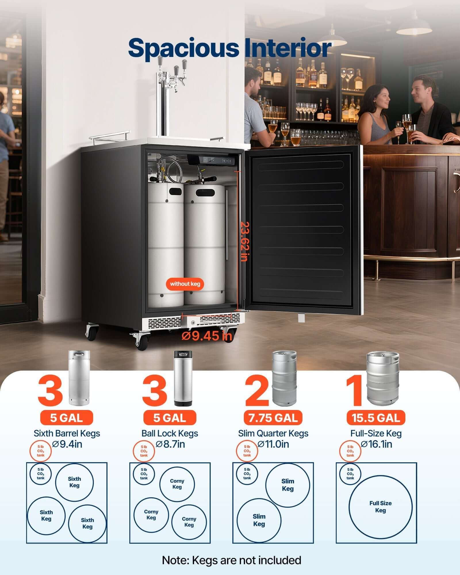 Triple-Tap Beer Kegerator with CO2 Tank