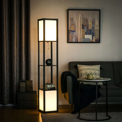 Modern Floor Lamp with Shelf &amp; Dual Light
