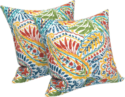 Waterproof Outdoor Throw Pillows – Paisley Multi (2-Pack)