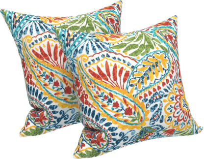 Waterproof Outdoor Throw Pillows – Paisley Multi (2-Pack)