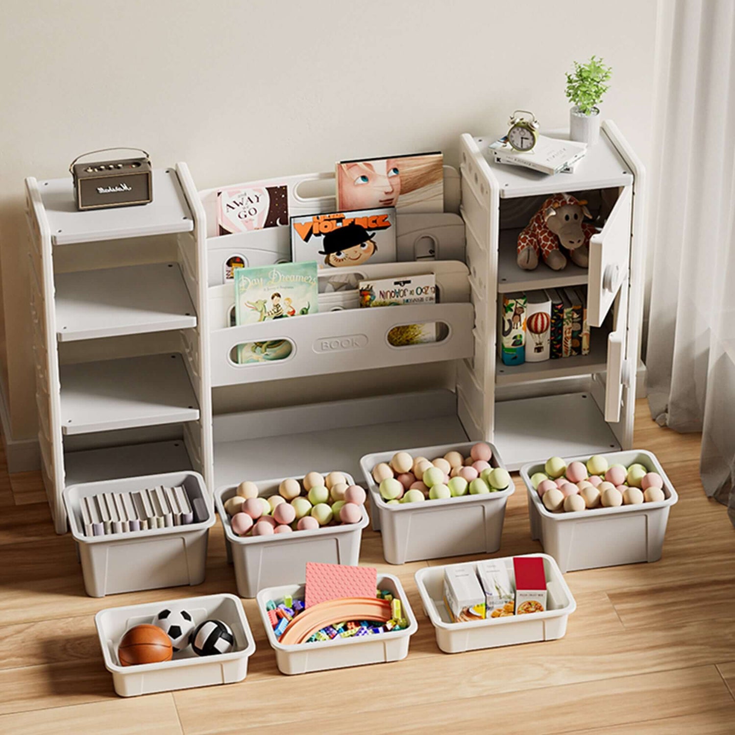 4-Tier Kids Toy Storage Organizer with Bins