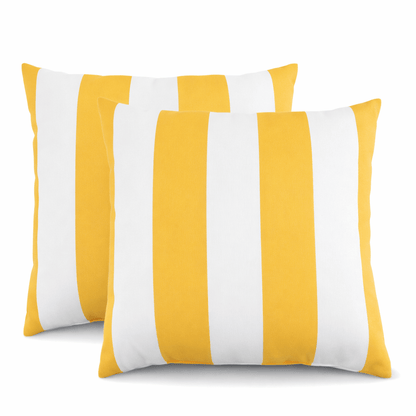 Waterproof Outdoor Throw Pillows – Yellow White (2-Pack)