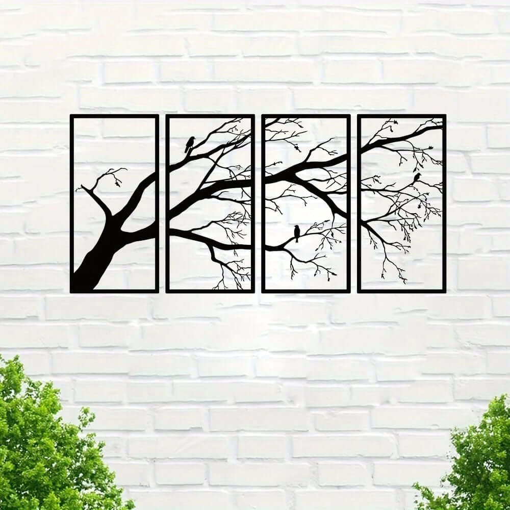 Black Tree of Life Metal Wall Art Set of 4