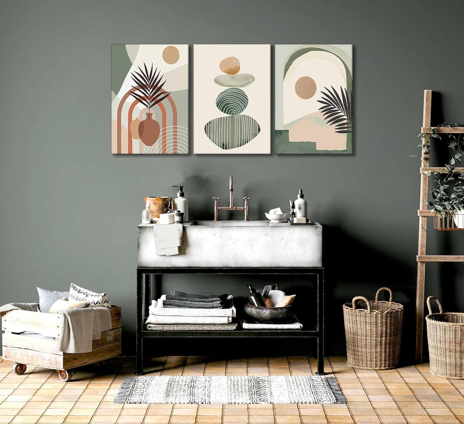 3-Piece Boho Canvas Wall Art Set