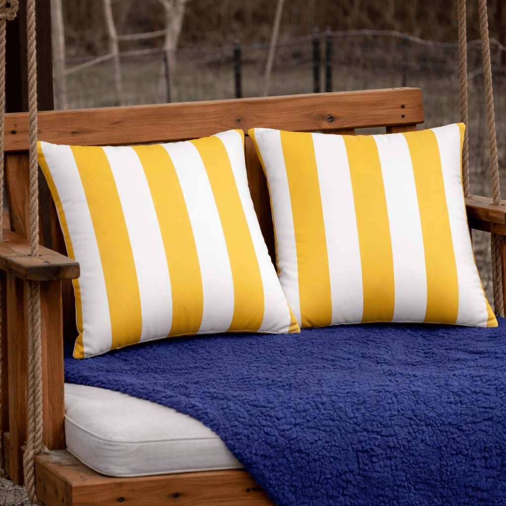 Waterproof Outdoor Throw Pillows – Yellow White (2-Pack)