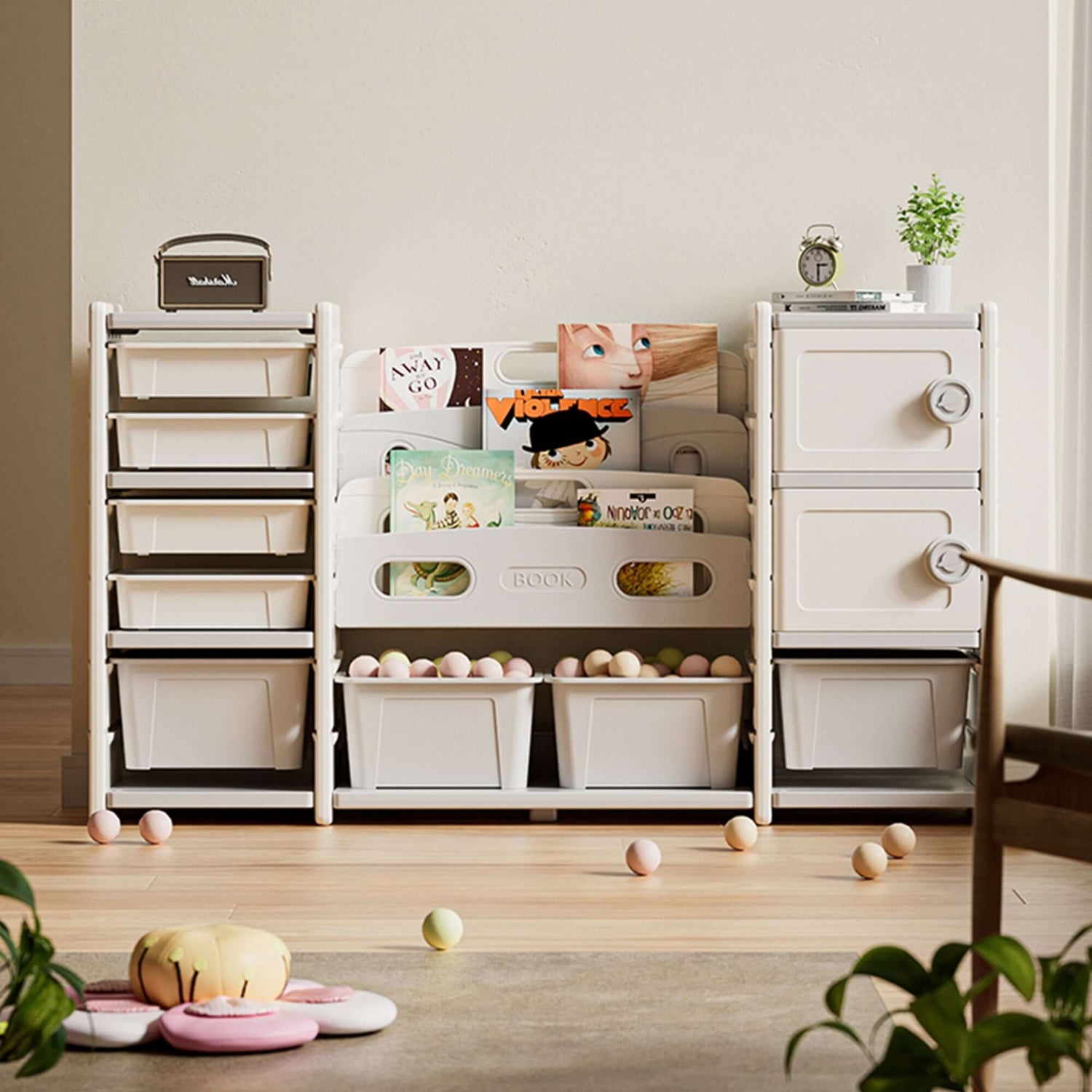 4-Tier Kids Toy Storage Organizer with Bins