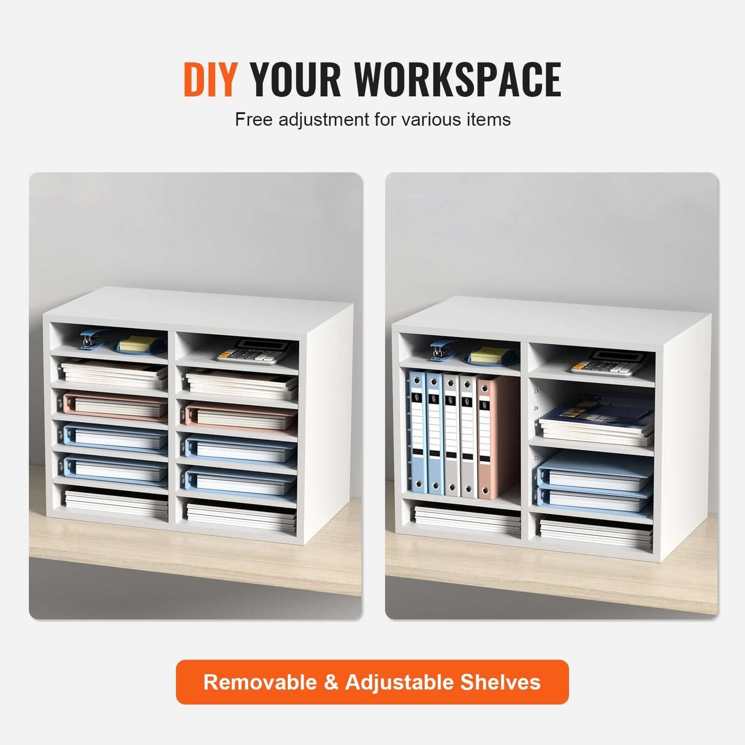 12-Compartment Wood Office Mailbox Organizer