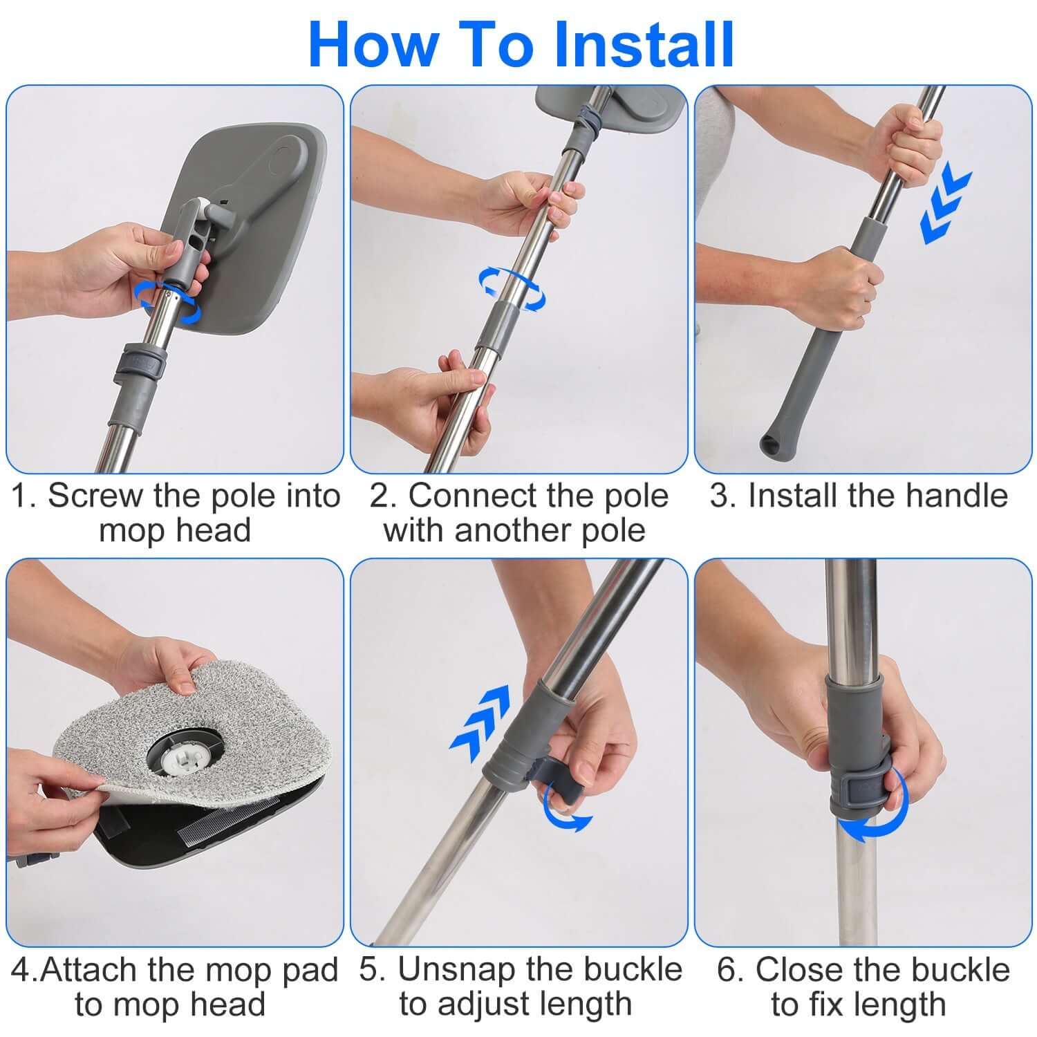 Spin Mop &amp; Bucket System with Microfiber Pads