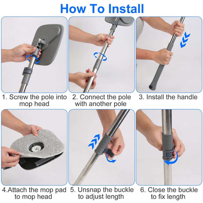 Spin Mop &amp; Bucket System with Microfiber Pads