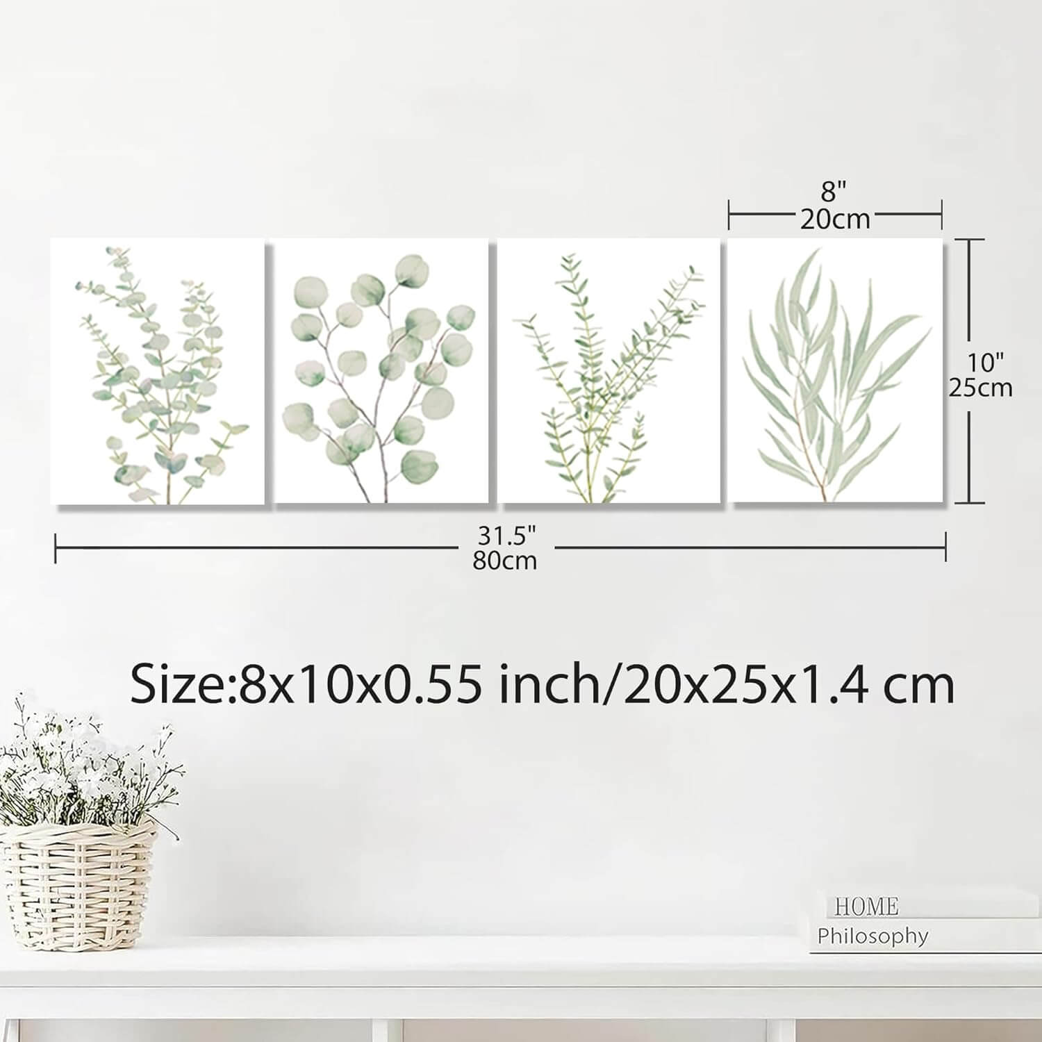 4-Piece Botanical Canvas Wall Art Set