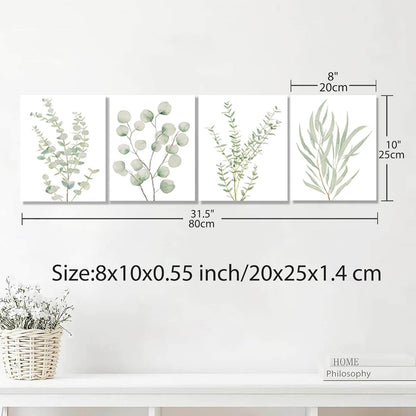 4-Piece Botanical Canvas Wall Art Set