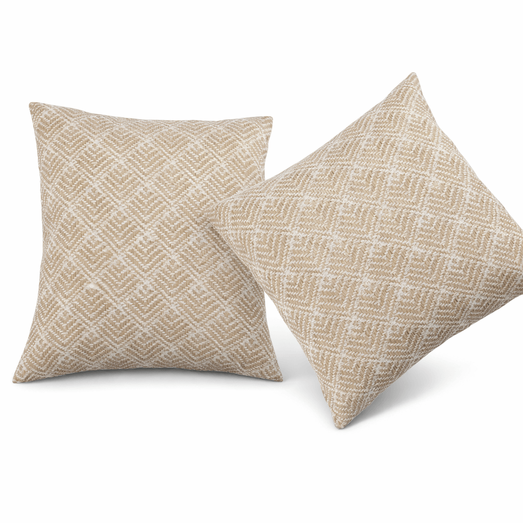 Waterproof Outdoor Throw Pillows – Rhombus Beige (2-Pack)