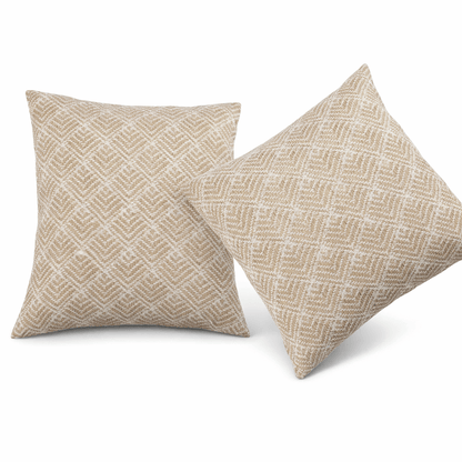 Waterproof Outdoor Throw Pillows – Rhombus Beige (2-Pack)