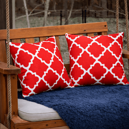 Waterproof Outdoor Throw Pillows – Plaid Red (2-Pack)